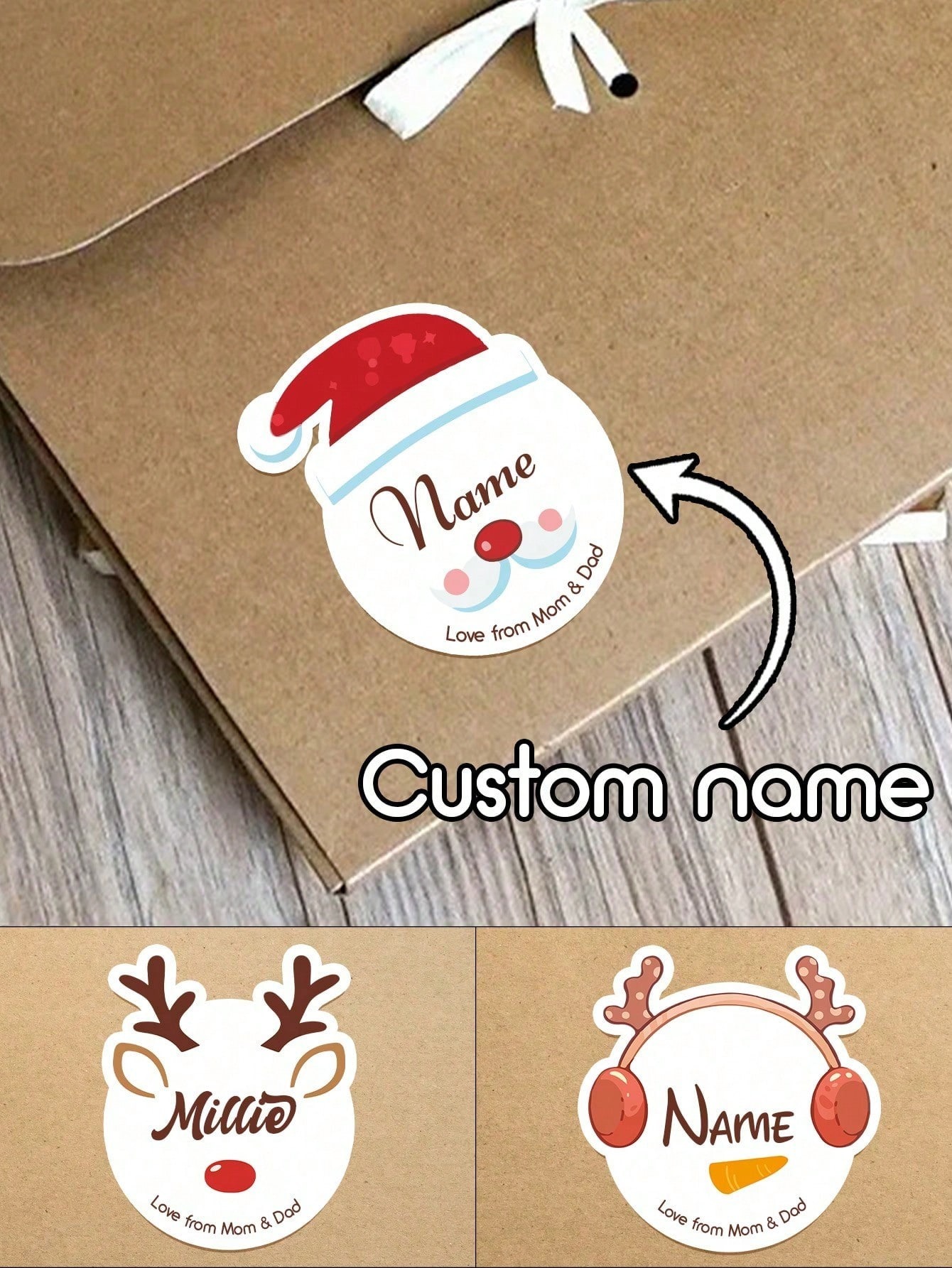 Custom Christmas Name Sticker Labels
